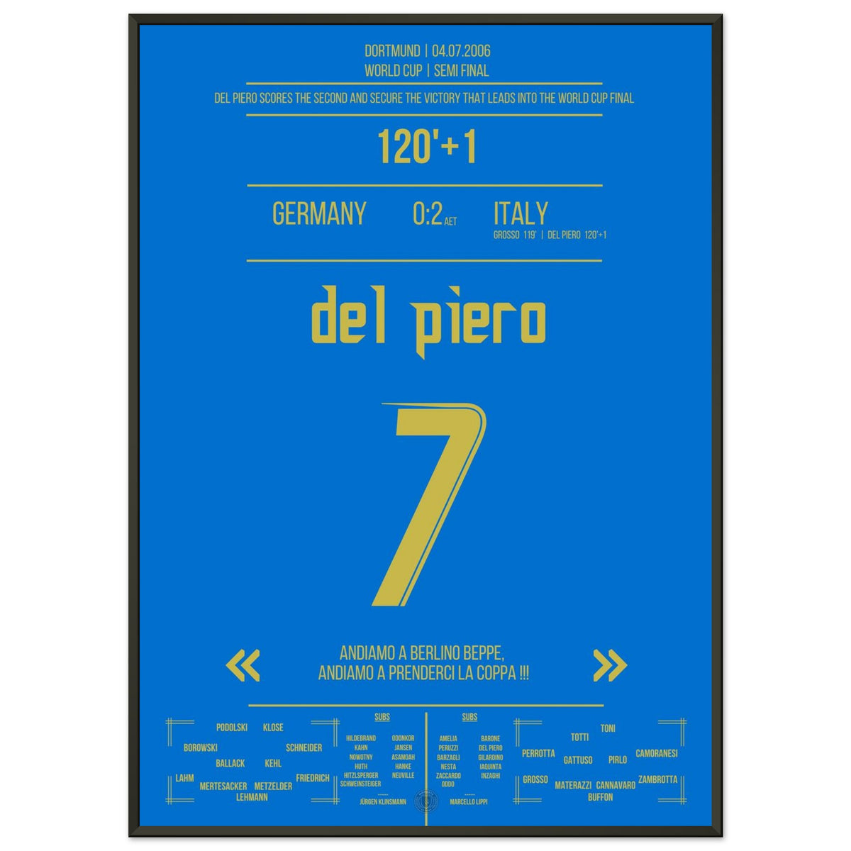 Del Piero tire l'Italie contre le pays hôte, l'Allemagne, en finale de la Coupe du Monde 2006.