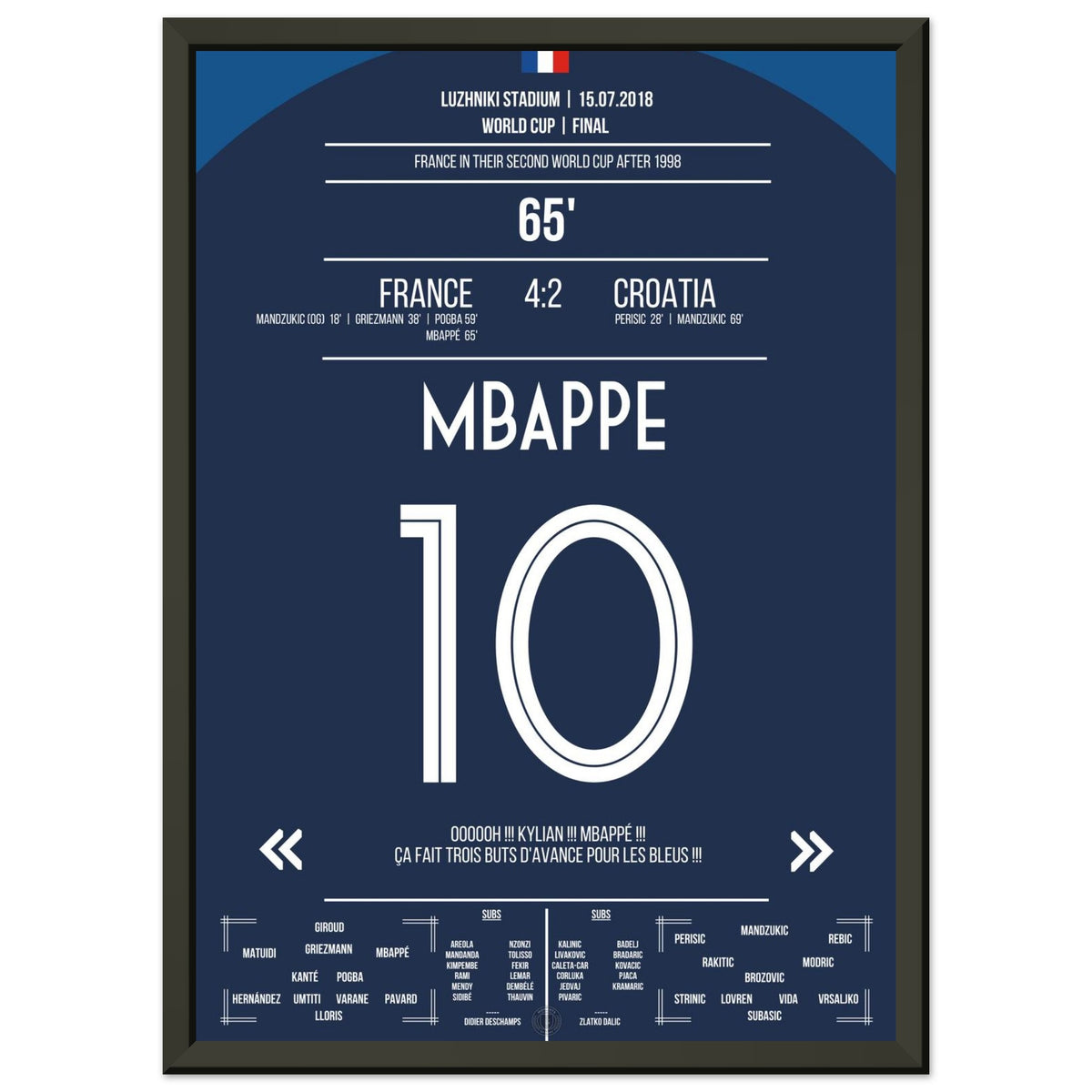 Superstar Mbappé with the decisive goal in the 2018 World Cup final against Croatia