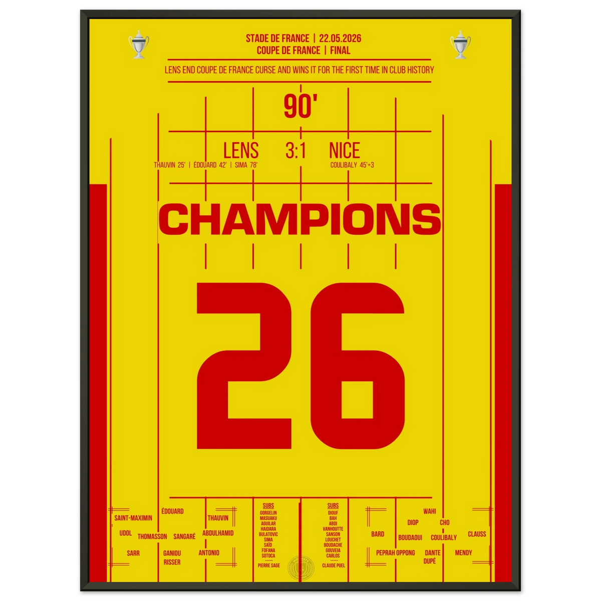 Lens remporte la première victoire en coupe de son histoire