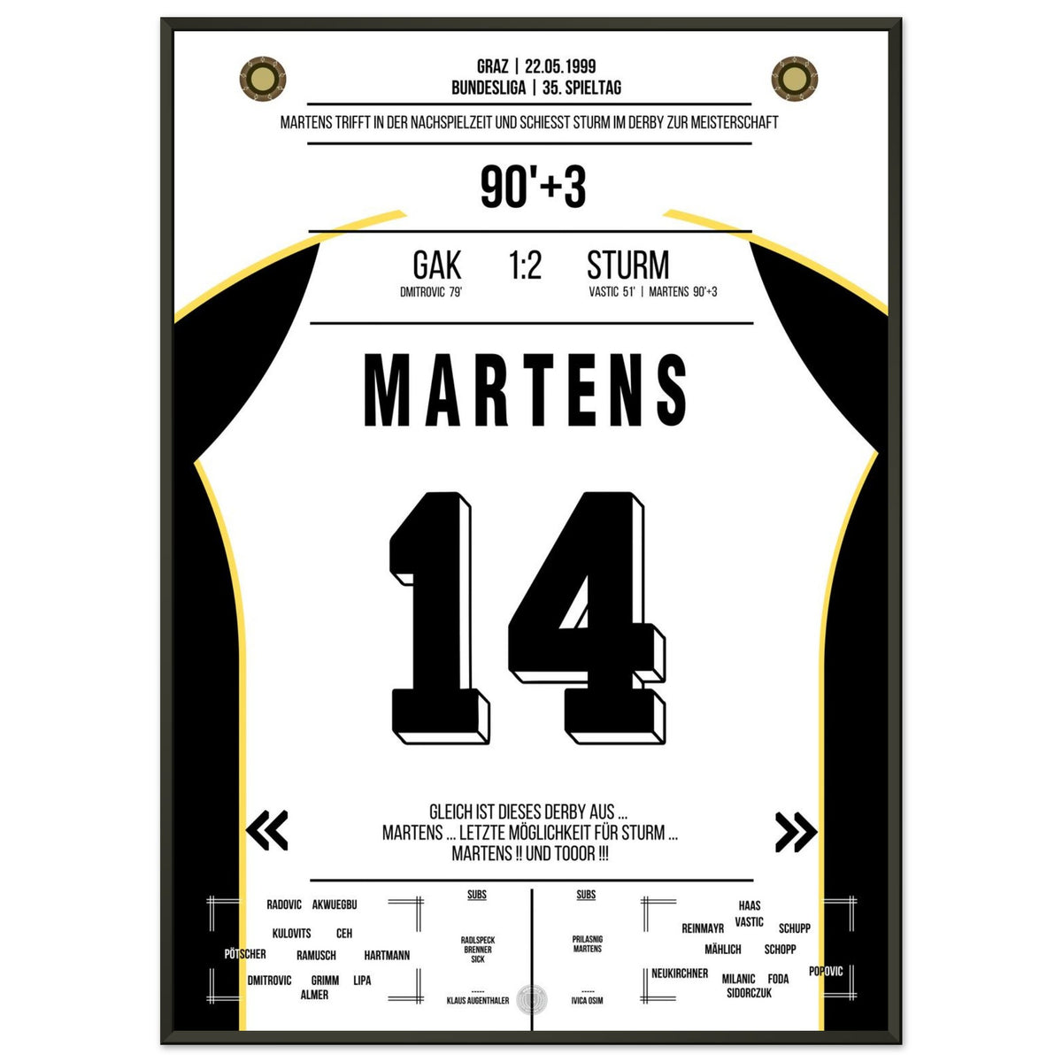 Martens schießt Sturm Graz 1999 im Derby zur Meisterschaft
