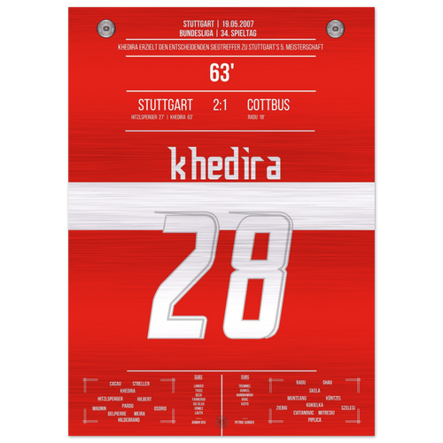 (Metal Print) Khedira heads Stuttgart to the 2007 championship