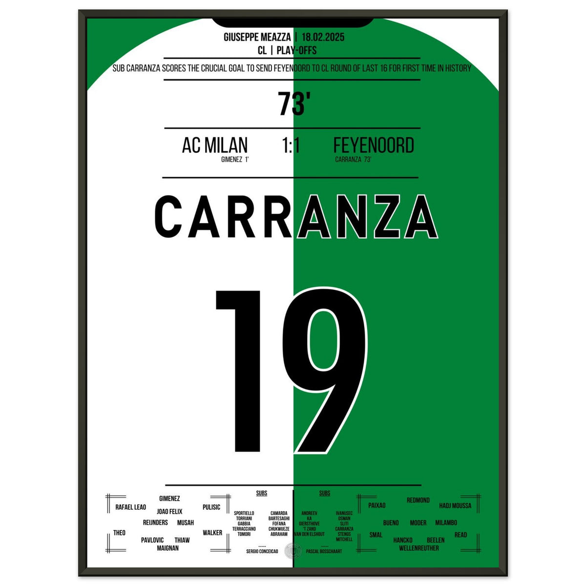 Carranza heads Feyenoord into the round of 16.
