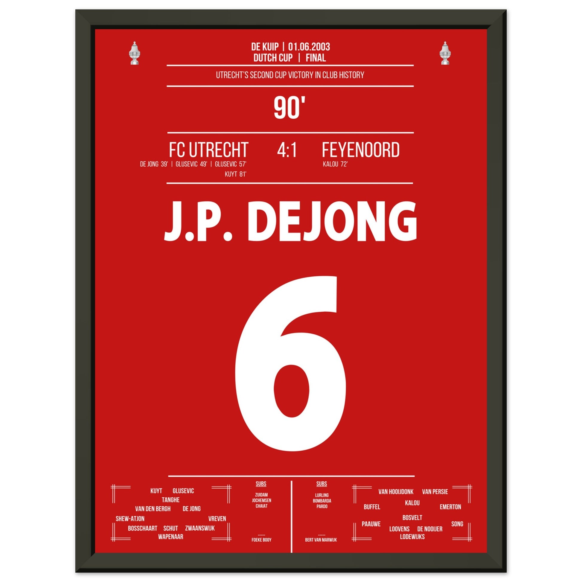Utrecht gewinnt den zweiten Pokal der Vereinsgeschichte in 2003 30x40-cm-12x16-Schwarzer-Aluminiumrahmen