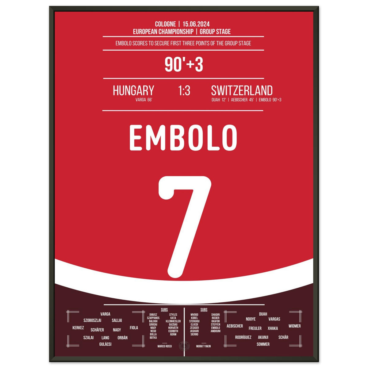 Embolo seals the deal and secures the first victory at the 2024 European Championship.