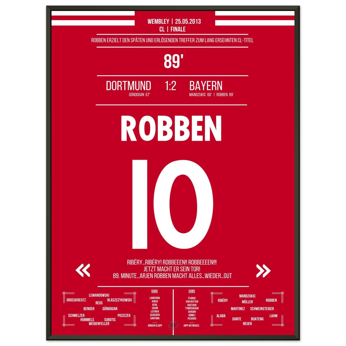Robben avec un but gagnant tardif lors de la finale allemande de CL - version allemande