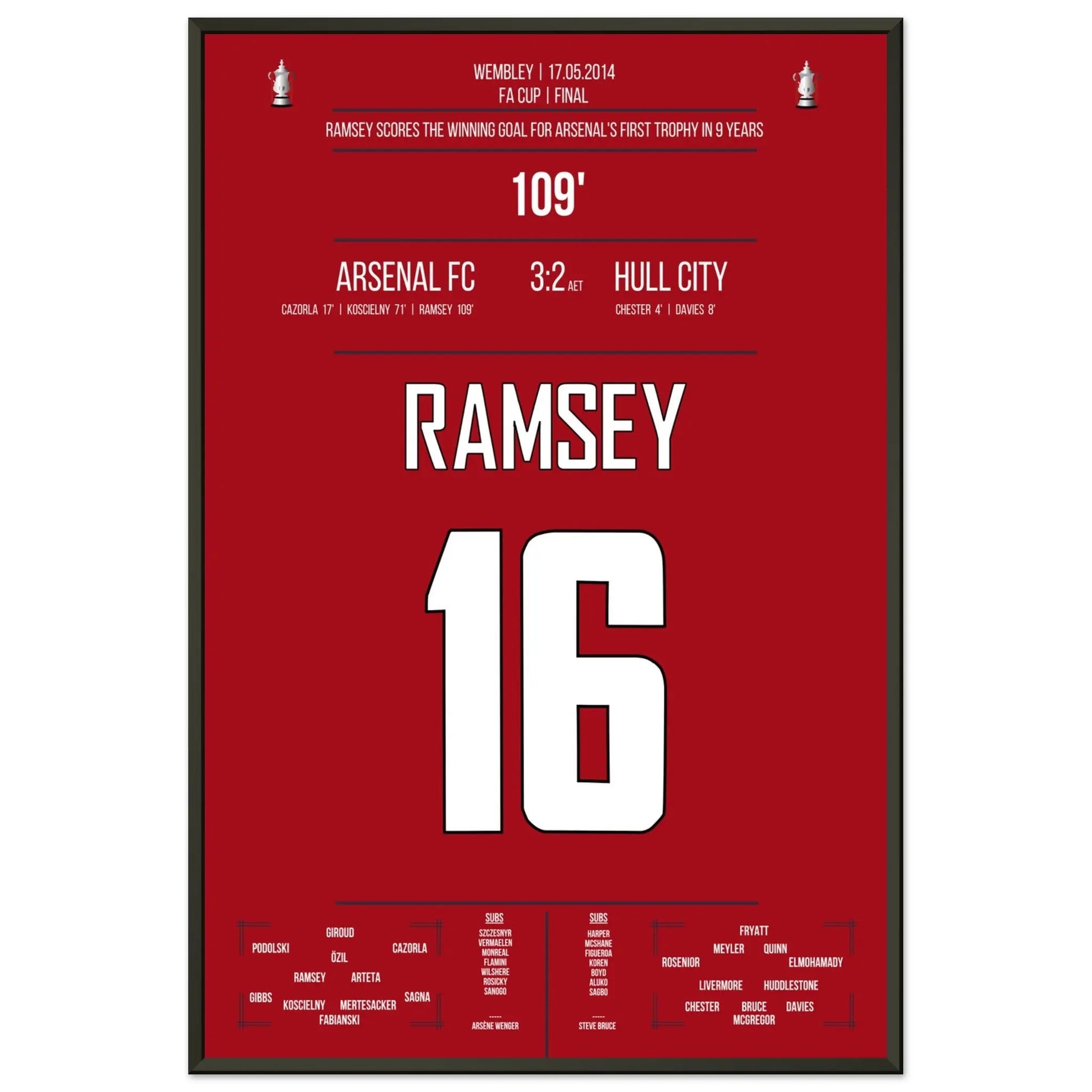 Arsenal's erster Titelgewinn nach 9 Jahren in 2014 60x90-cm-24x36-Schwarzer-Aluminiumrahmen