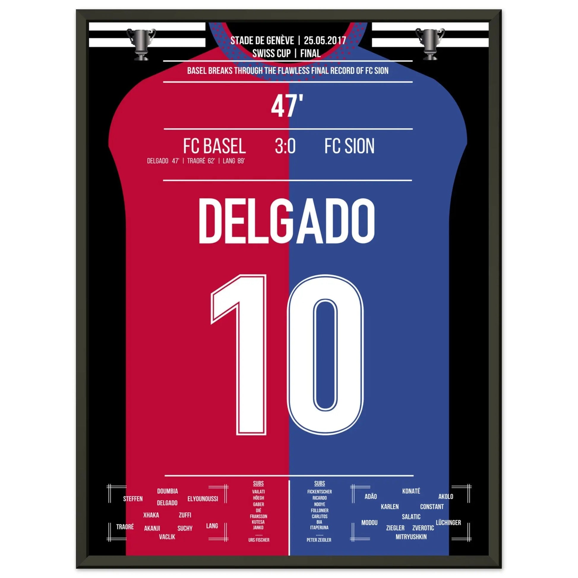 Basel's Sieg gegen Sion im Cup-Finale 2017 45x60-cm-18x24-Schwarzer-Aluminiumrahmen