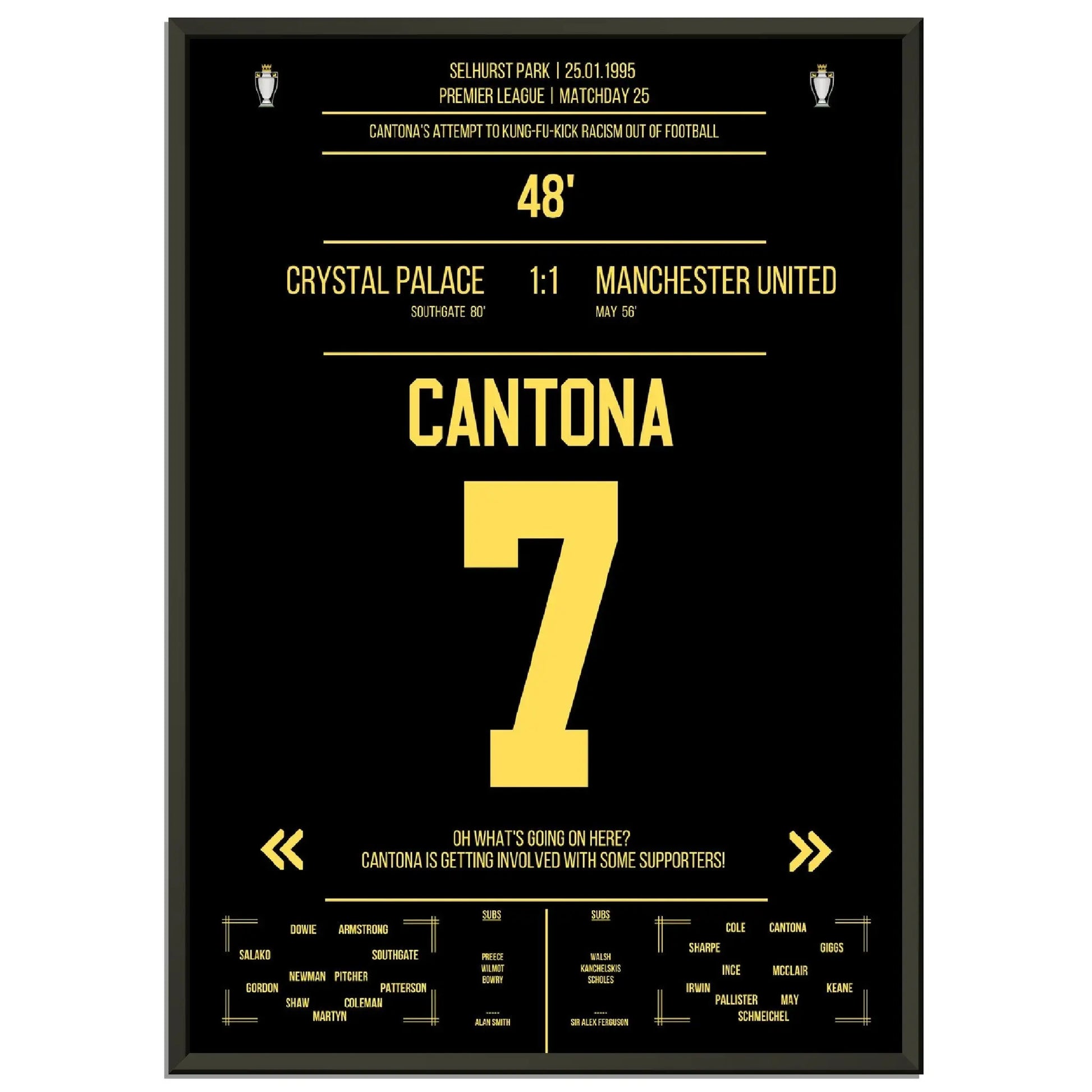 Cantona Kung Fu Tritt im Premier League Spiel ManU - Crystal Palace 1995 