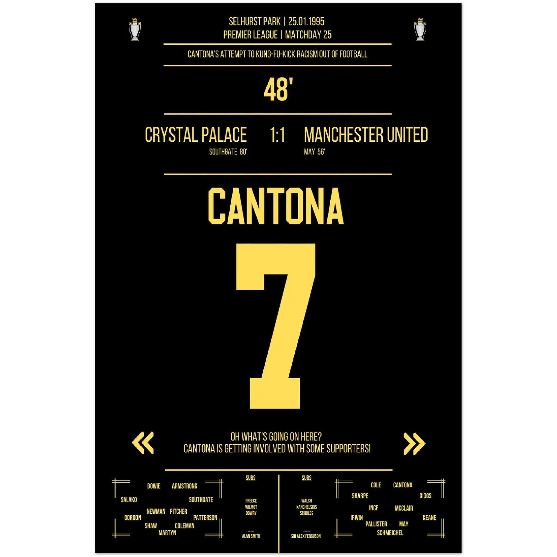 Cantona Kung Fu Tritt im Premier League Spiel ManU - Crystal Palace 1995 