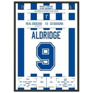Debüt-Spiel von John Aldridge für Real Sociedad 50x70-cm-20x28-Schwarzer-Aluminiumrahmen