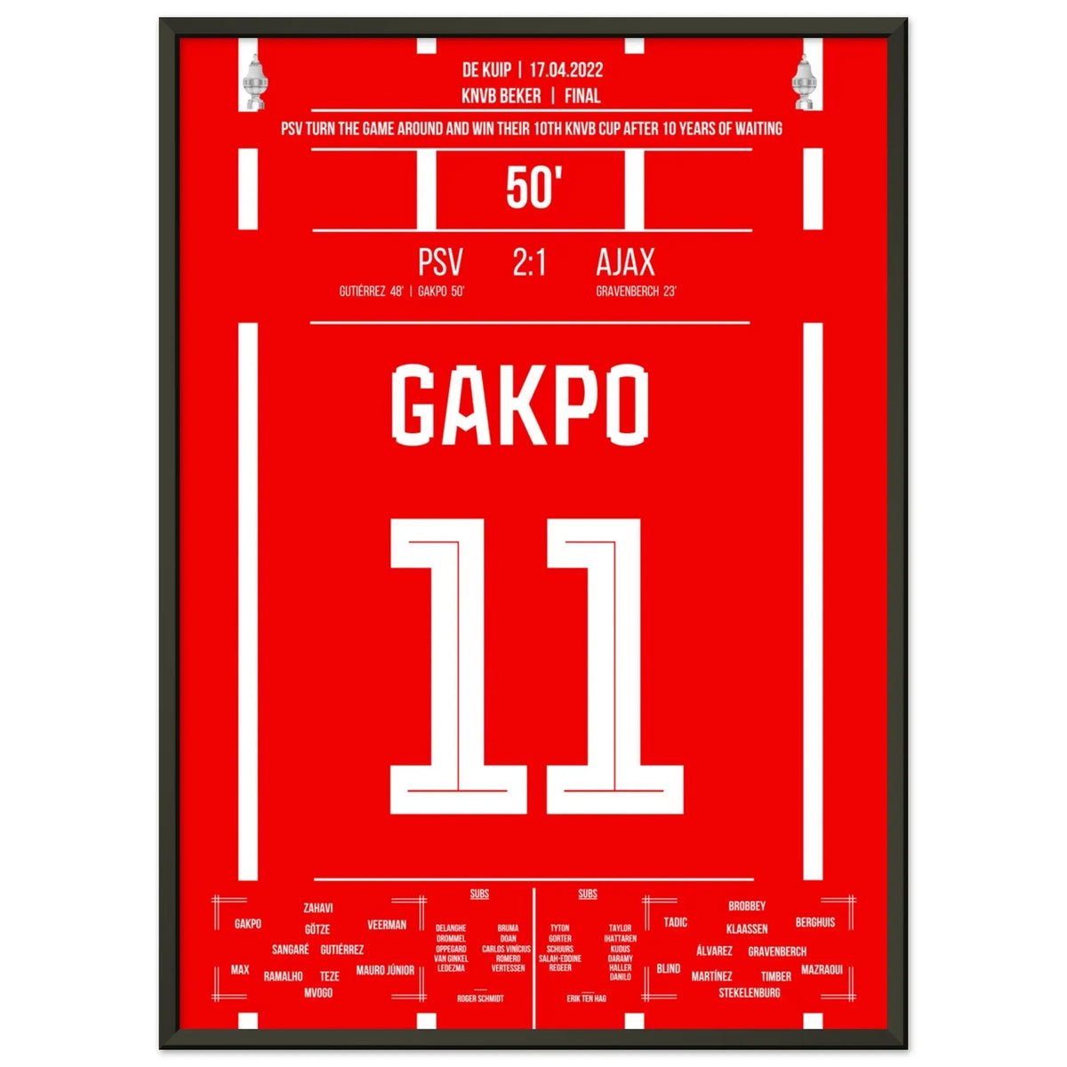 Gakpo scores the winning goal in the 2017 cup final against Ajax
