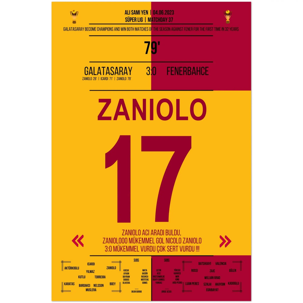 Galatasaray feiert die Meisterschaft im zweitem Derbysieg gegen Fenerbahce 2023 60x90-cm-24x36-Ohne-Rahmen