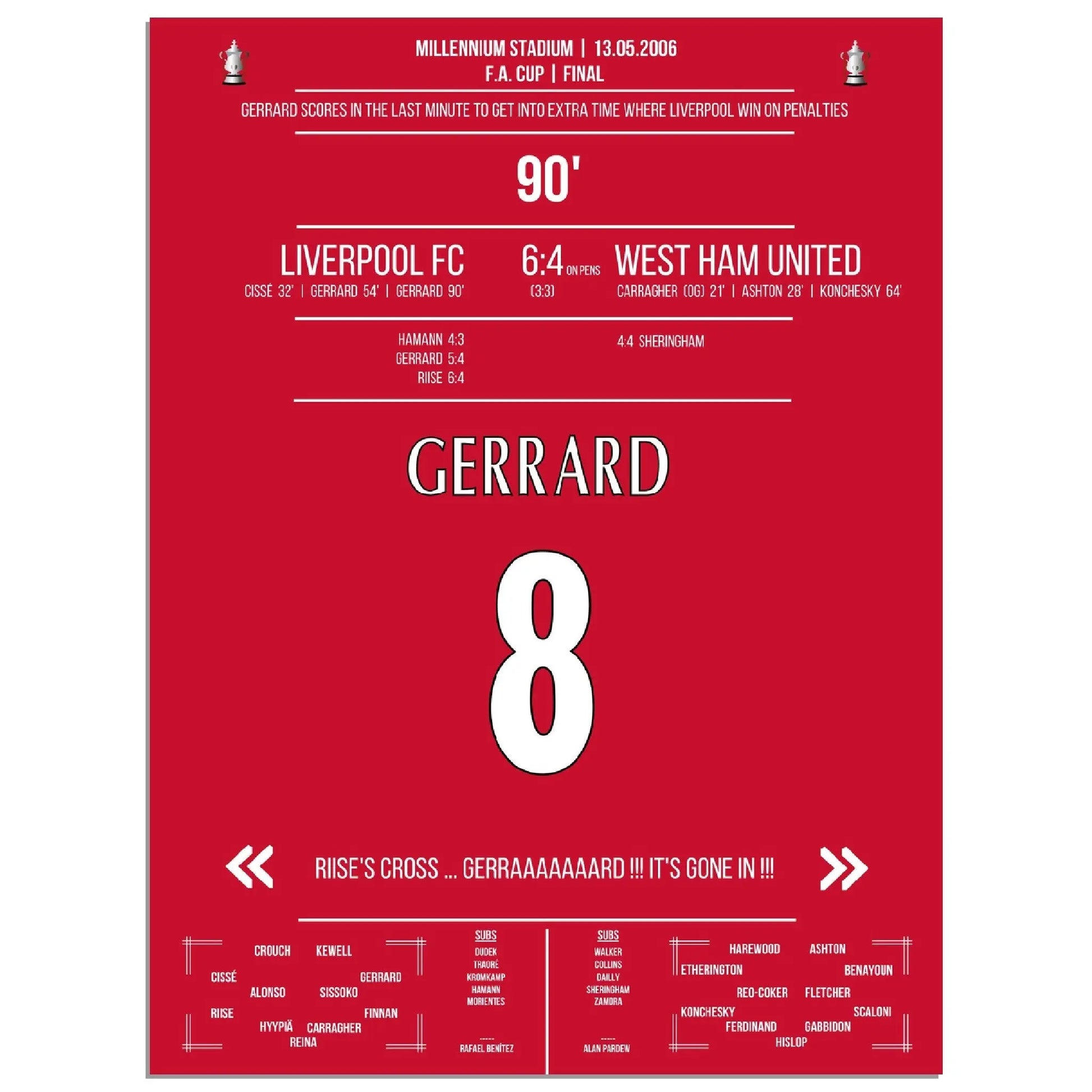 Gerrard rettet Liverpool in die Verlängerung im FA Cup Finale in 2006 gegen West Ham 