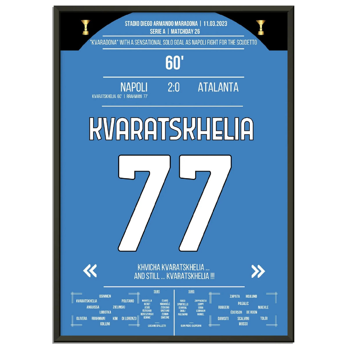 Kvaratskhelia avec un but solo phénoménal contre l'Atalanta dans la course au Scudetto 2023
