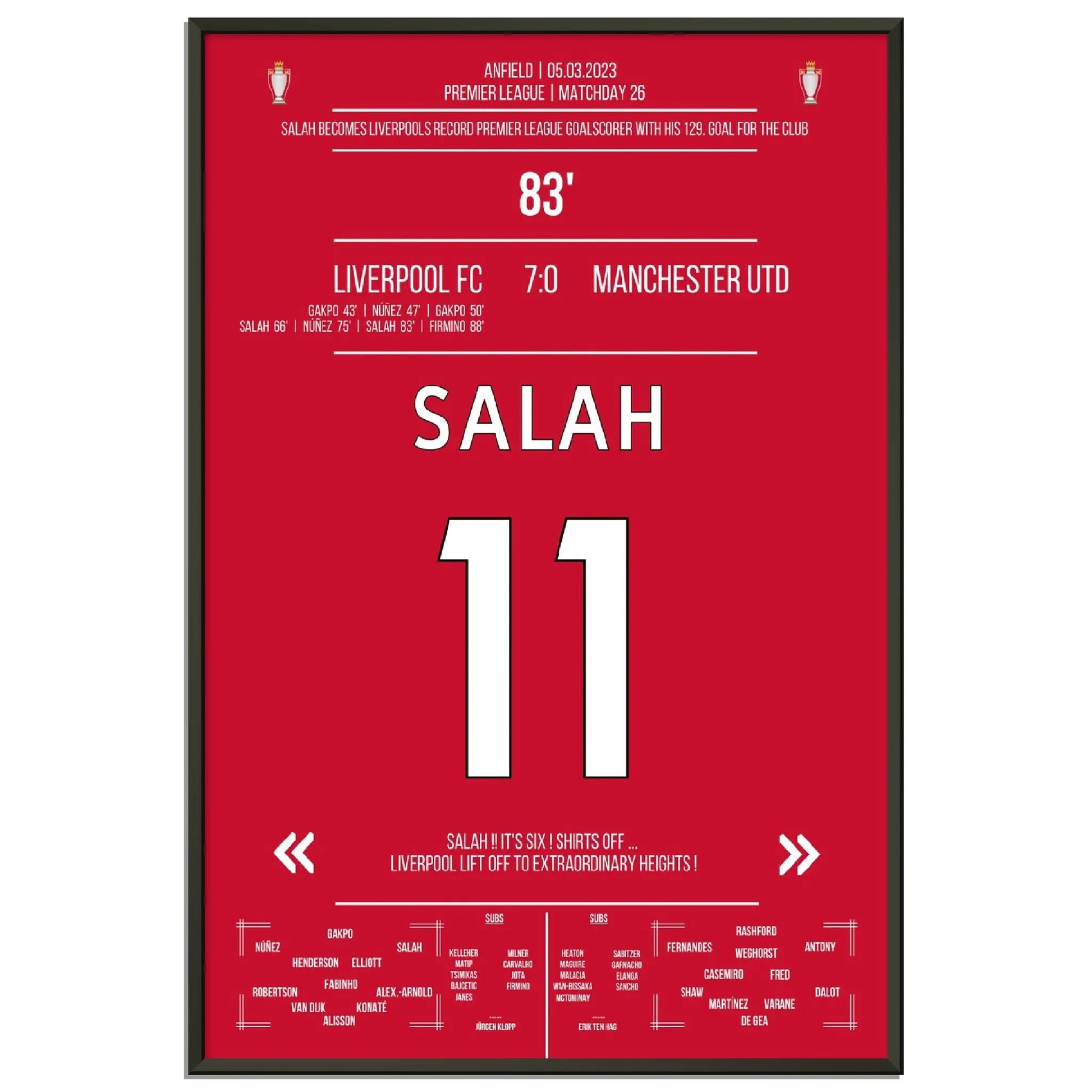 Liverpool zerlegt ManU - Salah mit Rekord-Tor 