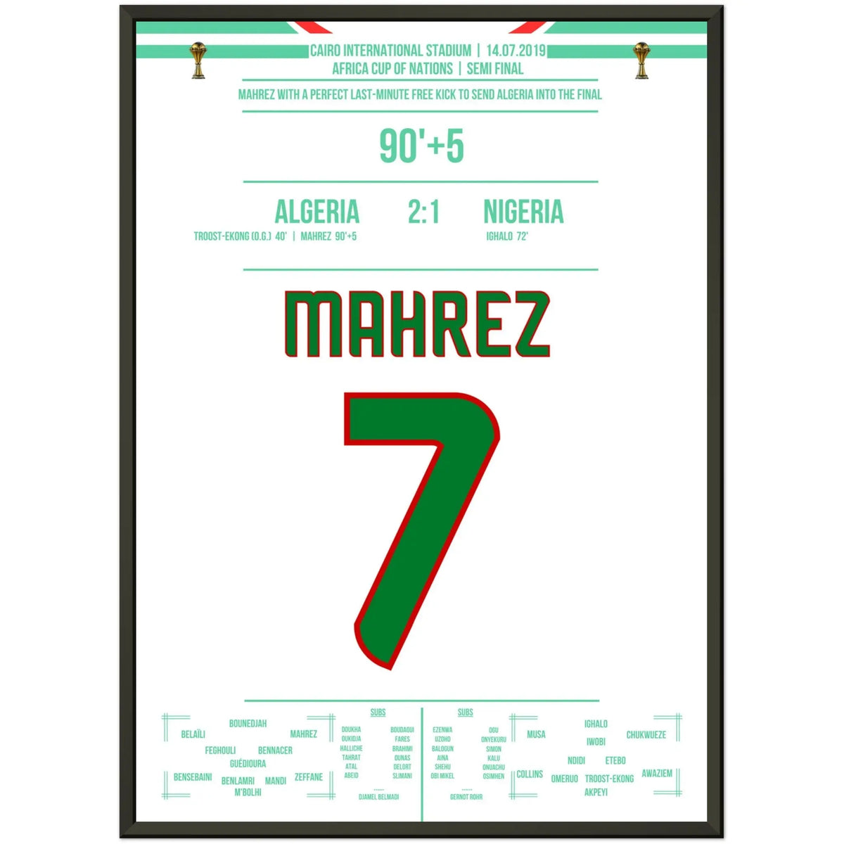 Mahrez coup franc de rêve dans la dernière minute de la demi-finale de la Coupe d'Afrique.