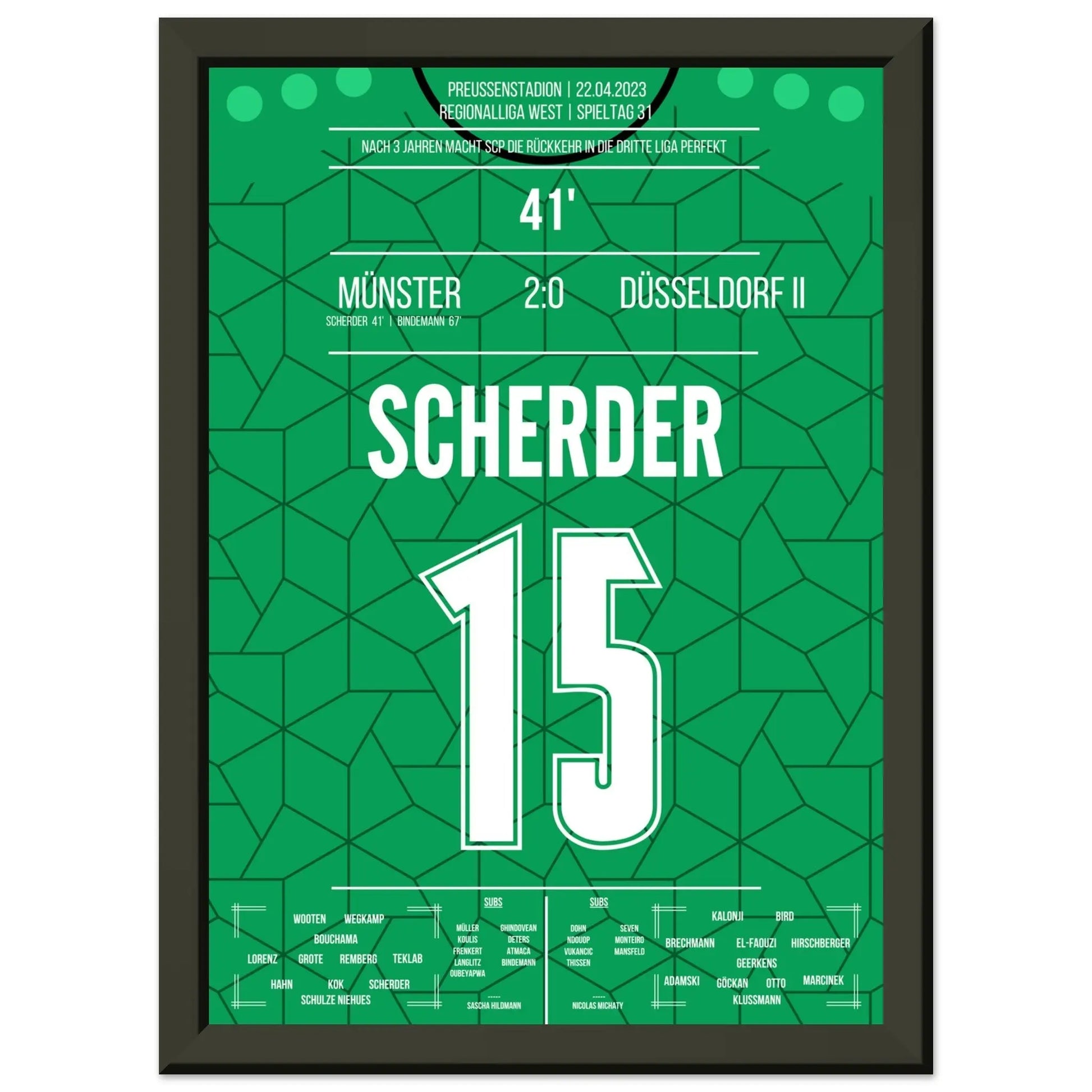 Münster's Rückkehr in die dritte Liga in 2023 A4-21x29.7-cm-8x12-Schwarzer-Aluminiumrahmen