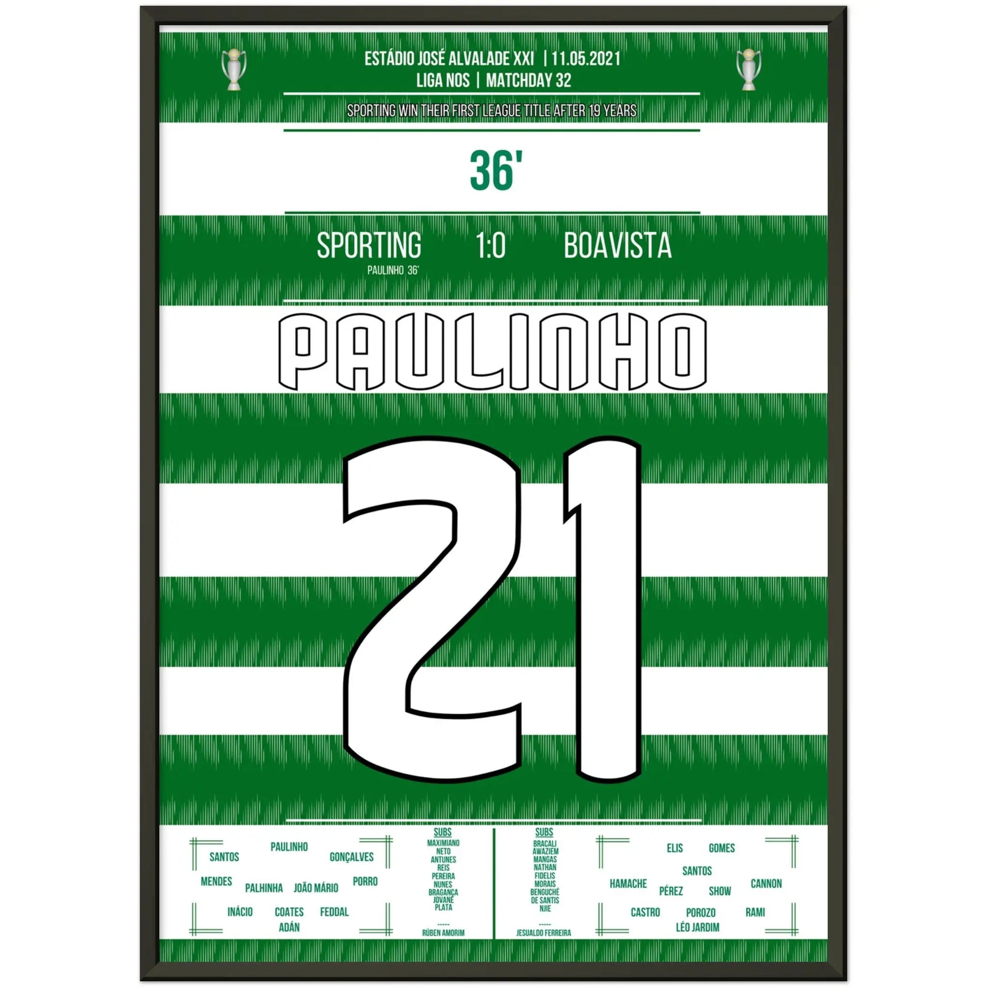 Paulinho's Tor zum ersten Titelgewinn seit 2002 50x70-cm-20x28-Schwarzer-Aluminiumrahmen