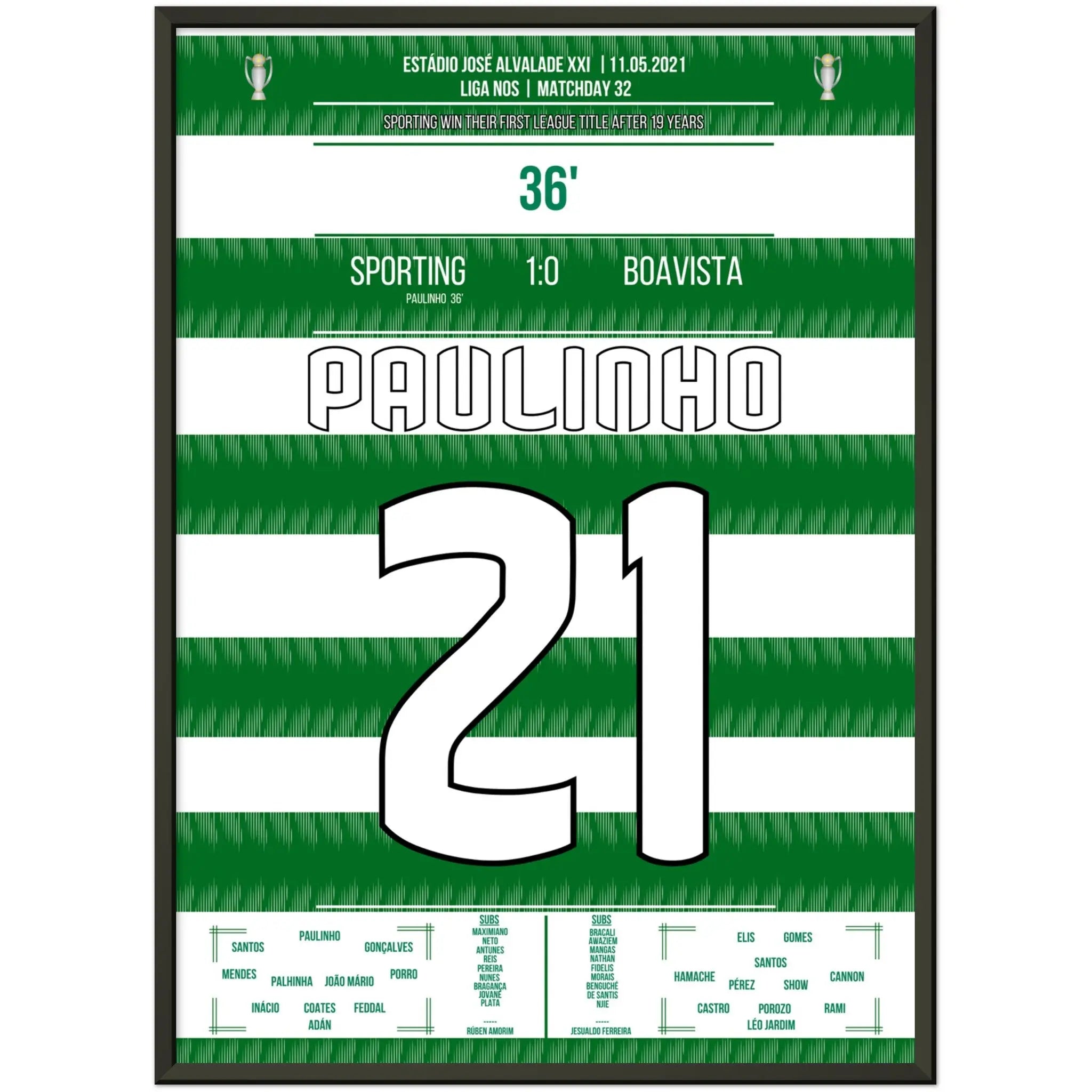 Paulinho's Tor zum ersten Titelgewinn seit 2002 50x70-cm-20x28-Schwarzer-Aluminiumrahmen