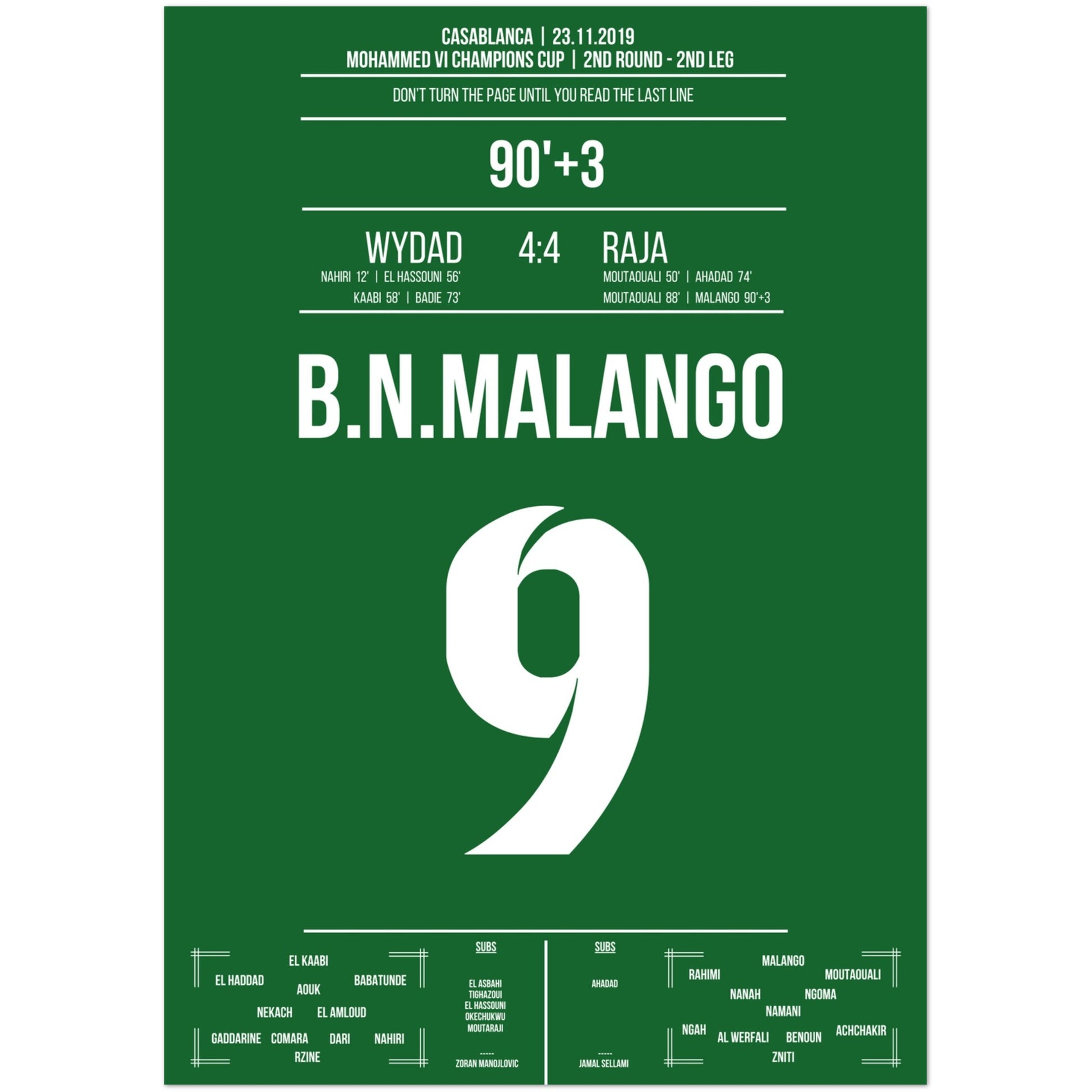 Raja's verrückte Aufholjagd im Derby gegen Wydad in 2019 A4-21x29.7-cm-8x12-Ohne-Rahmen