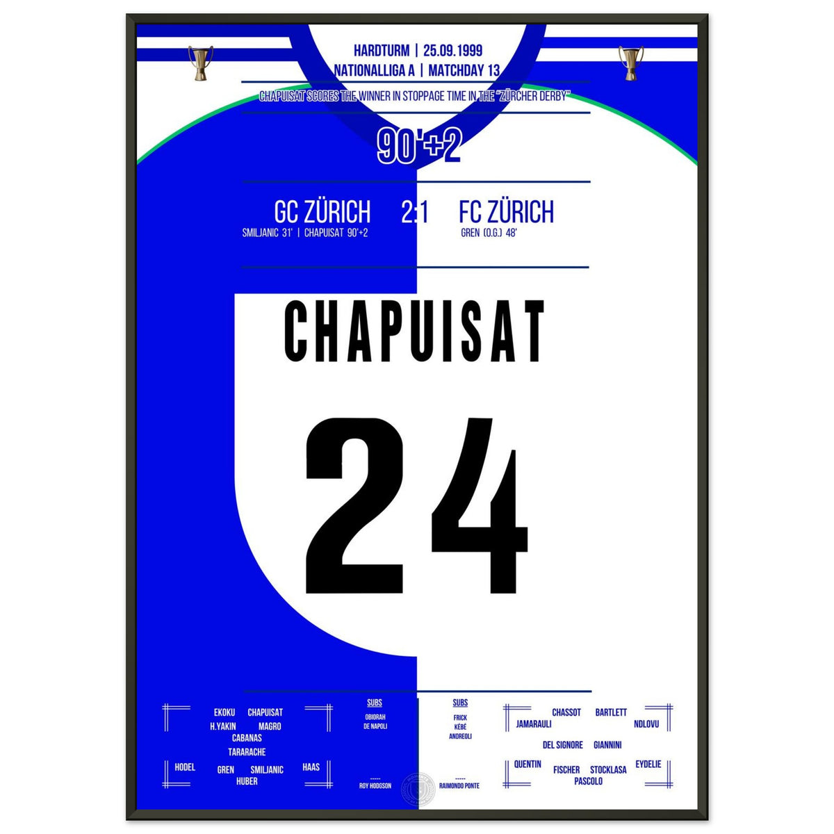Chapuisat's later winning goal in the Zurich Derby in 1999