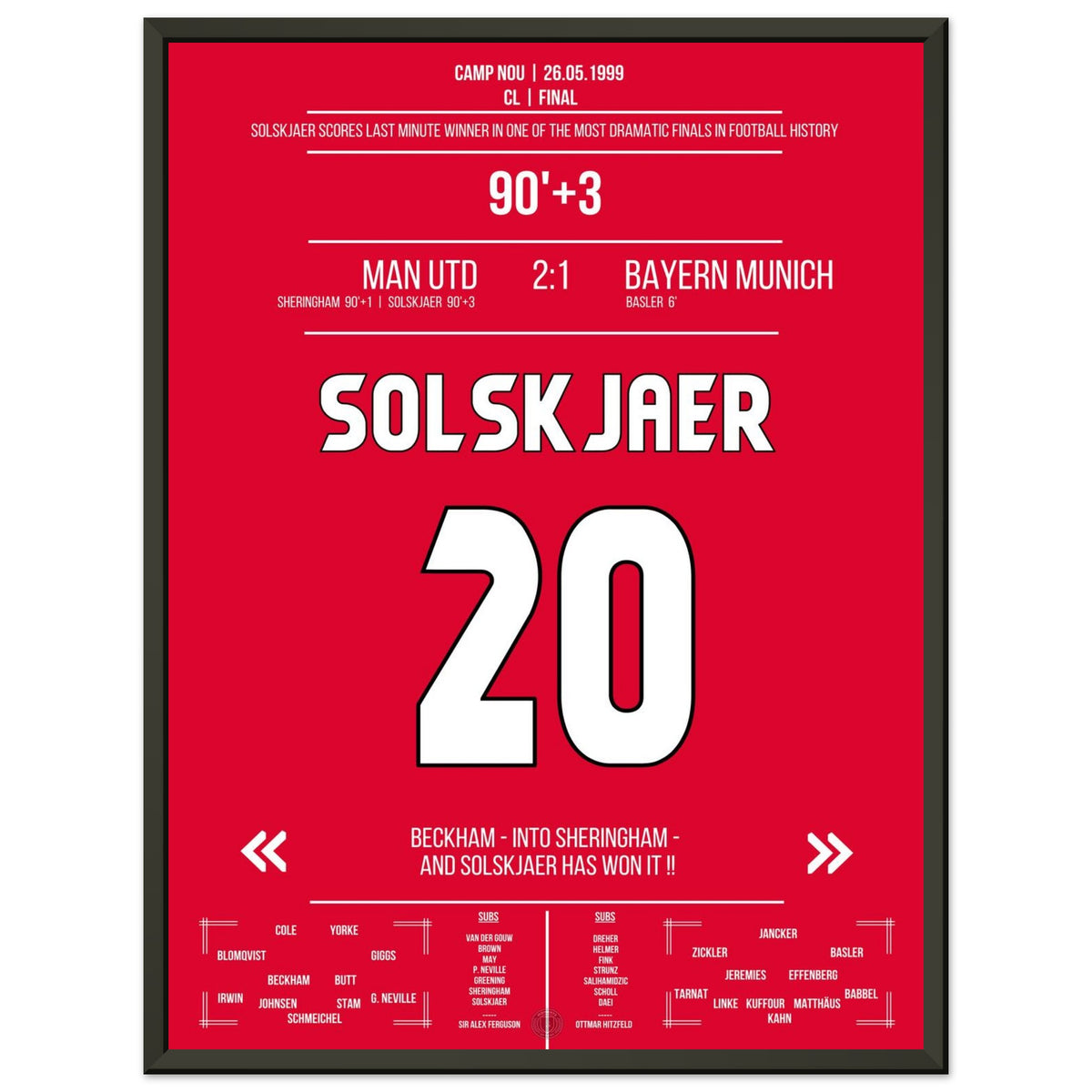 Solskjaer scores in the most memorable comeback in history during the 1999 final against Bayern