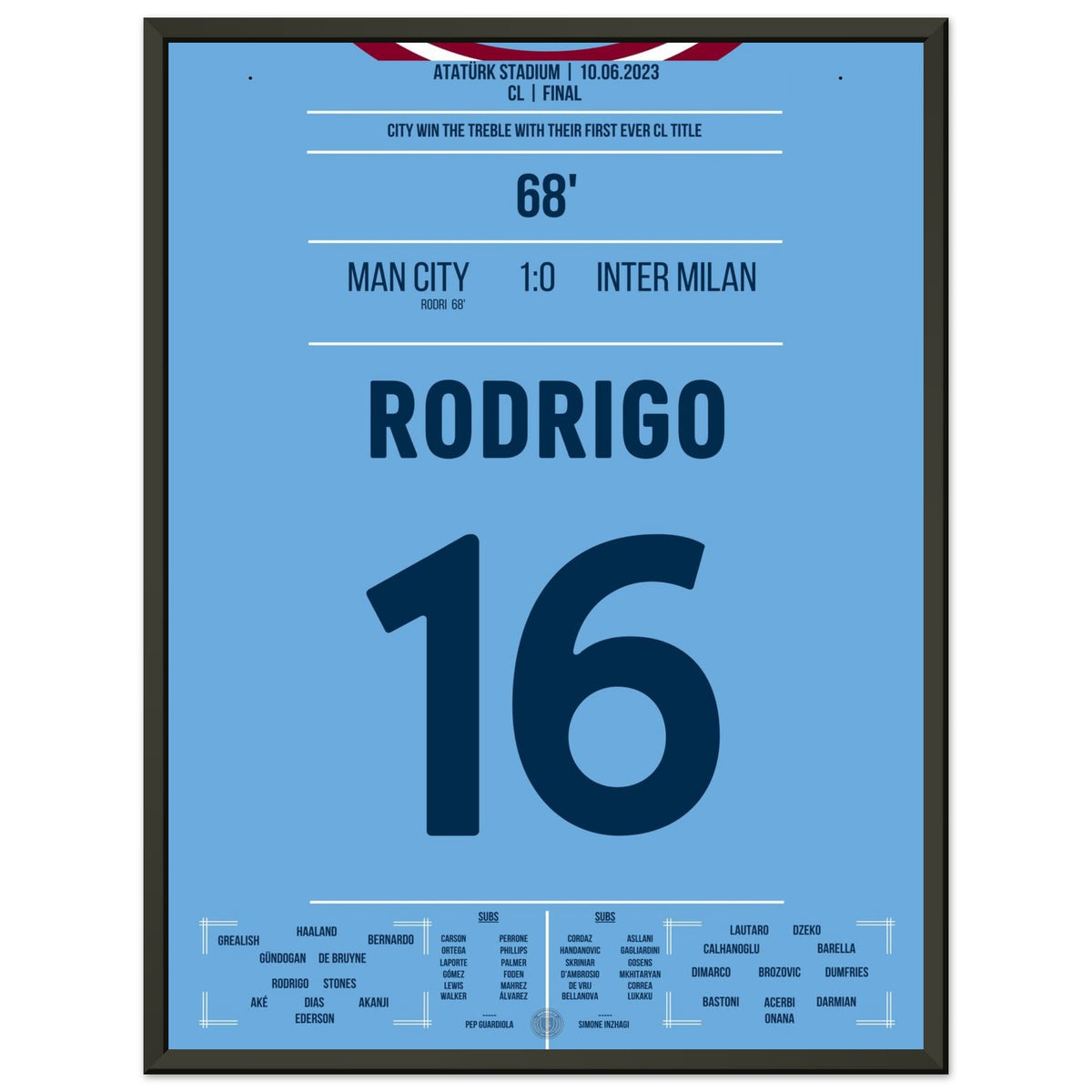 Rodri's goal for the first CL triumph 2023