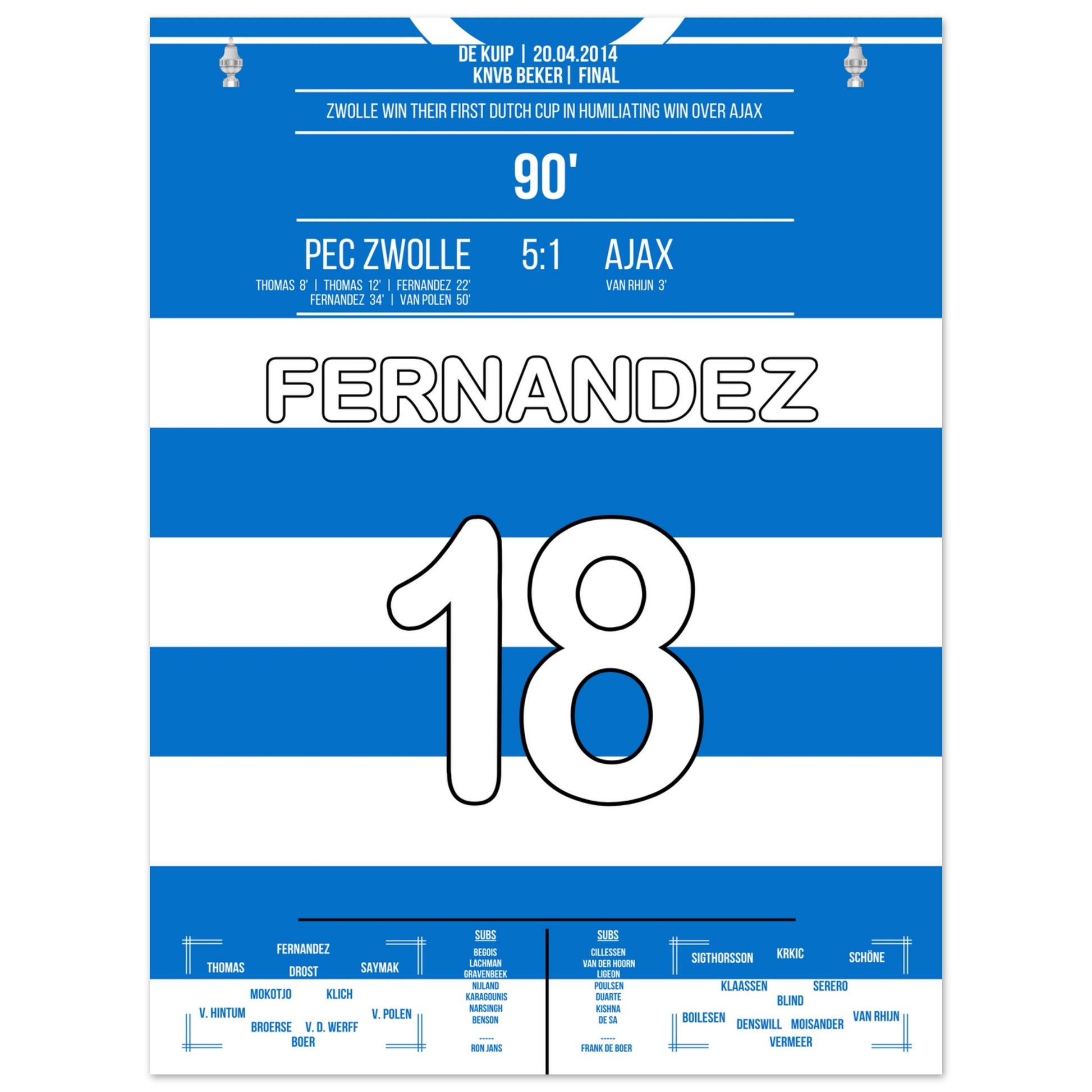 Zwolle's erster Pokalgewinn in 2014 30x40-cm-12x16-Ohne-Rahmen