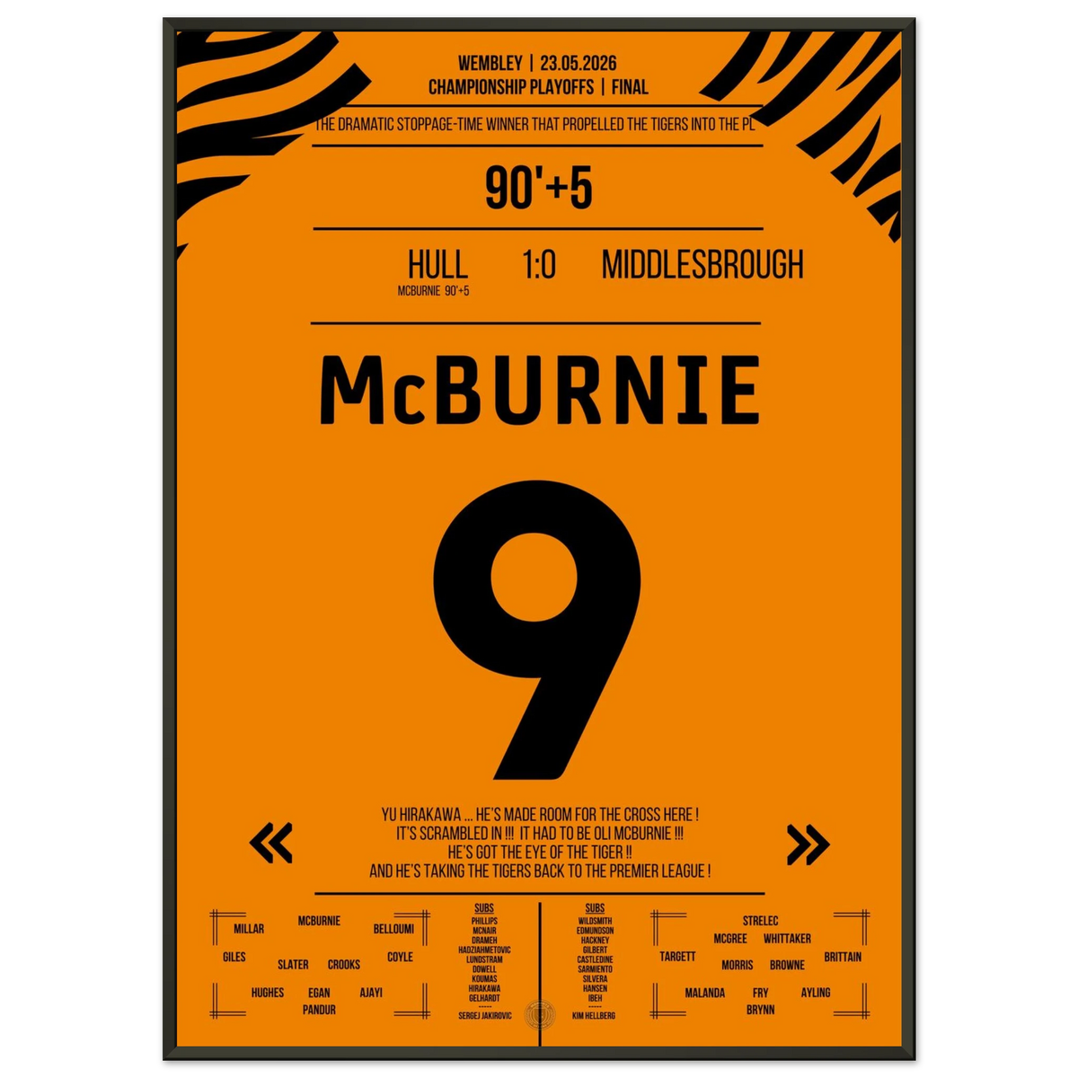 Le but de dernière minute de McBurnie ramène les Tigers en Premier League