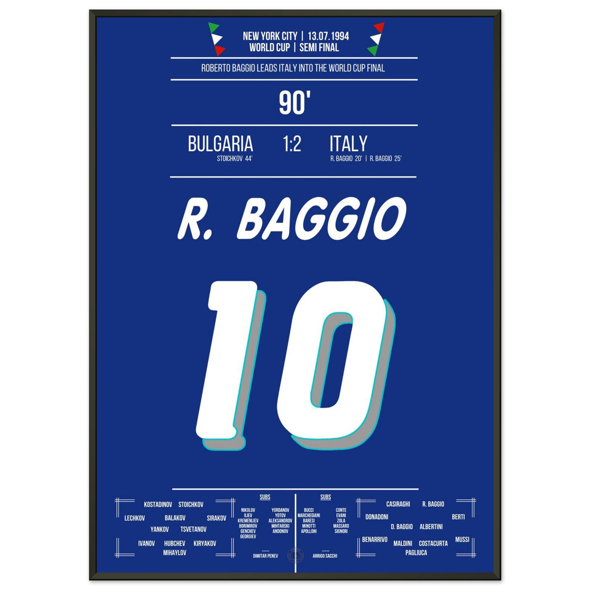 Roberto Baggio mène l'Italie à la finale de la Coupe du monde 1994 avec un doublé