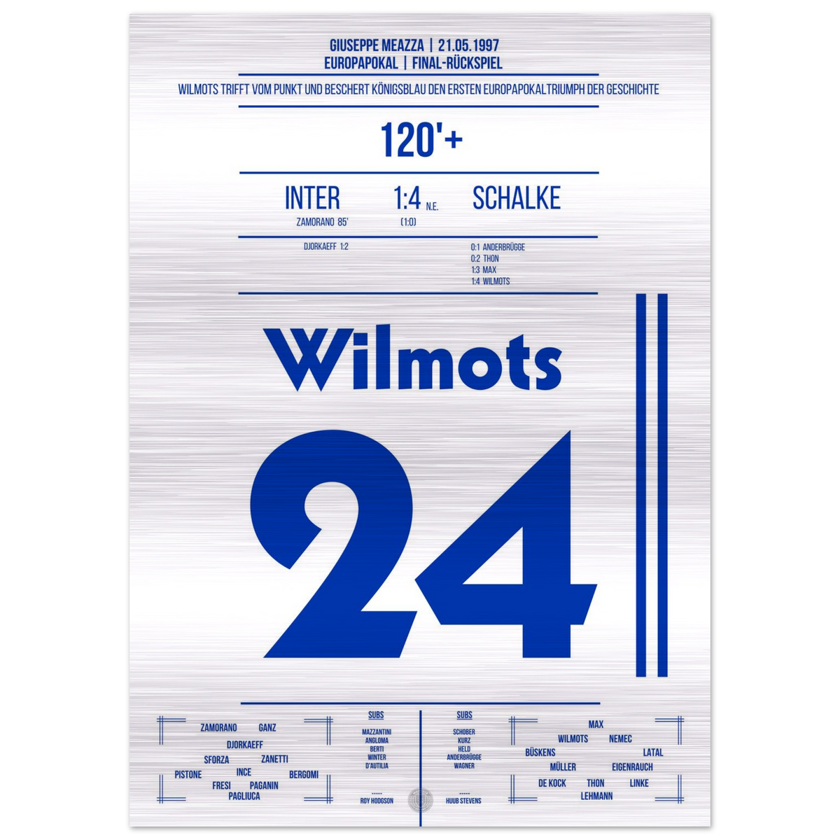 (Metal Print) Penalty de Marc Wilmot lors de la finale de 1997 contre l'Inter