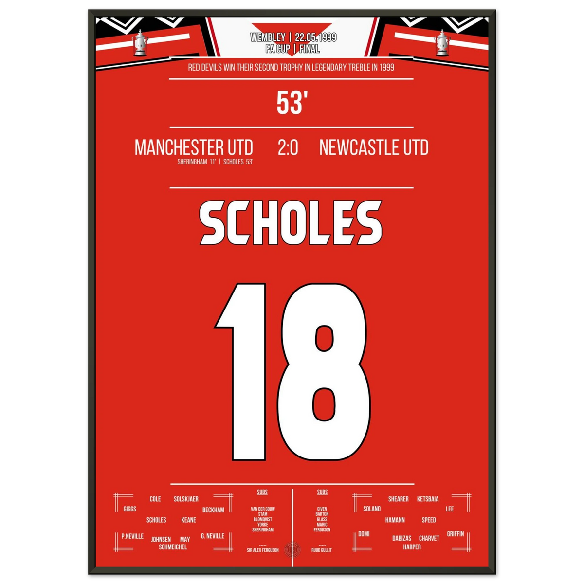 Scholes marque lors du triple triomphe de United en Coupe à Wembley