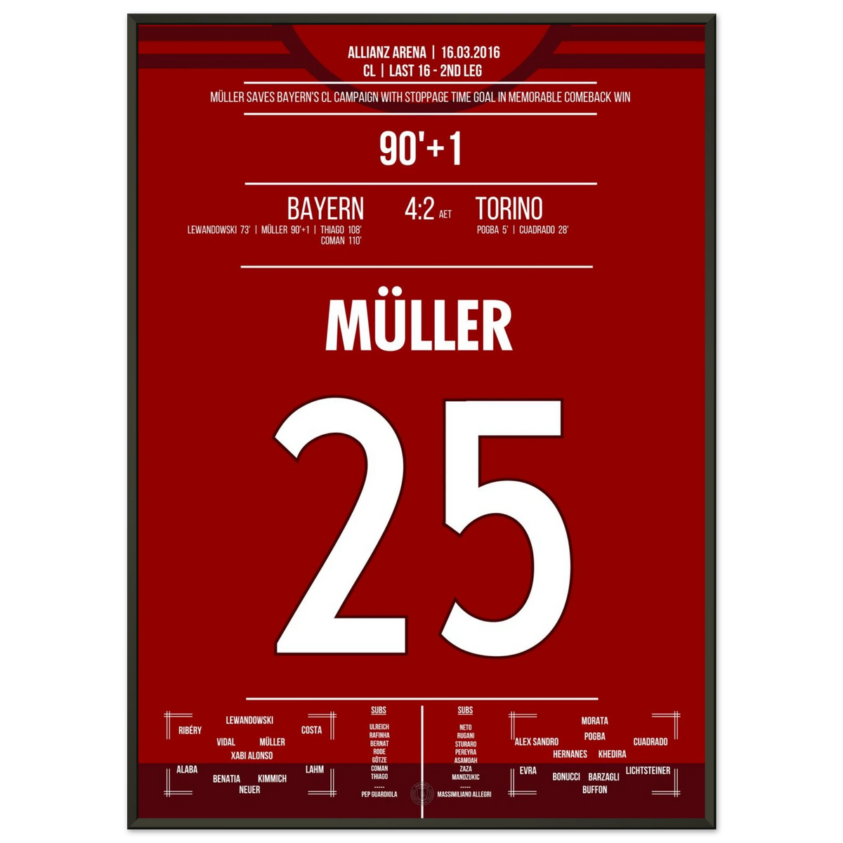 Müller mène le Bayern en prolongation lors d'une victoire historique en huitièmes de finale de CL 2016
