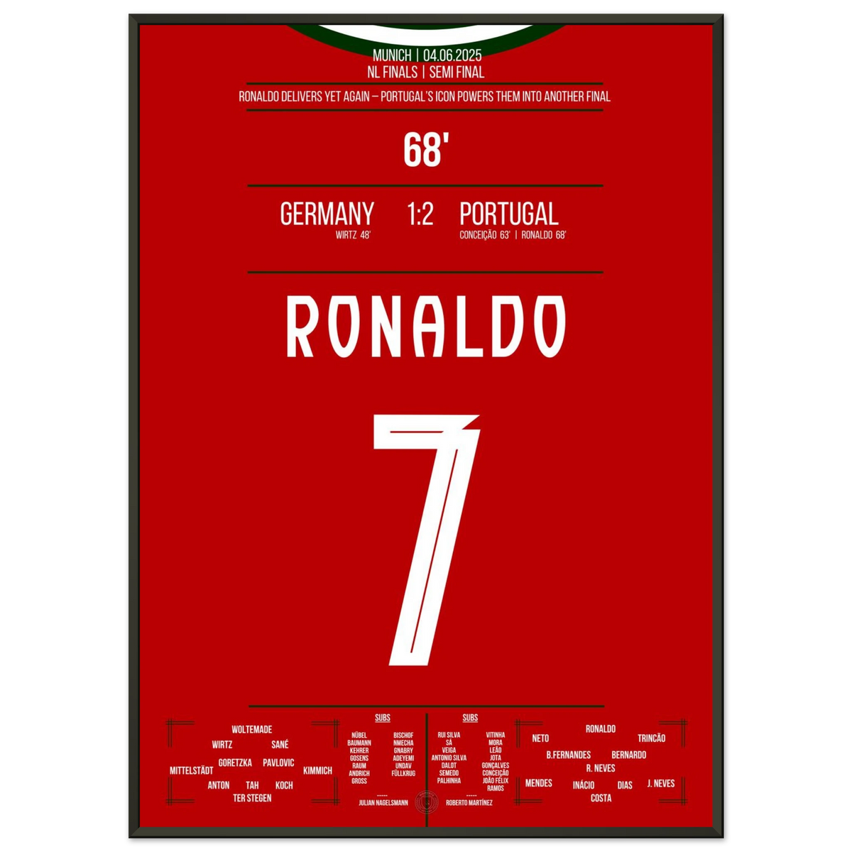Ronaldo marque lors de la victoire en demi-finale contre l'Allemagne
