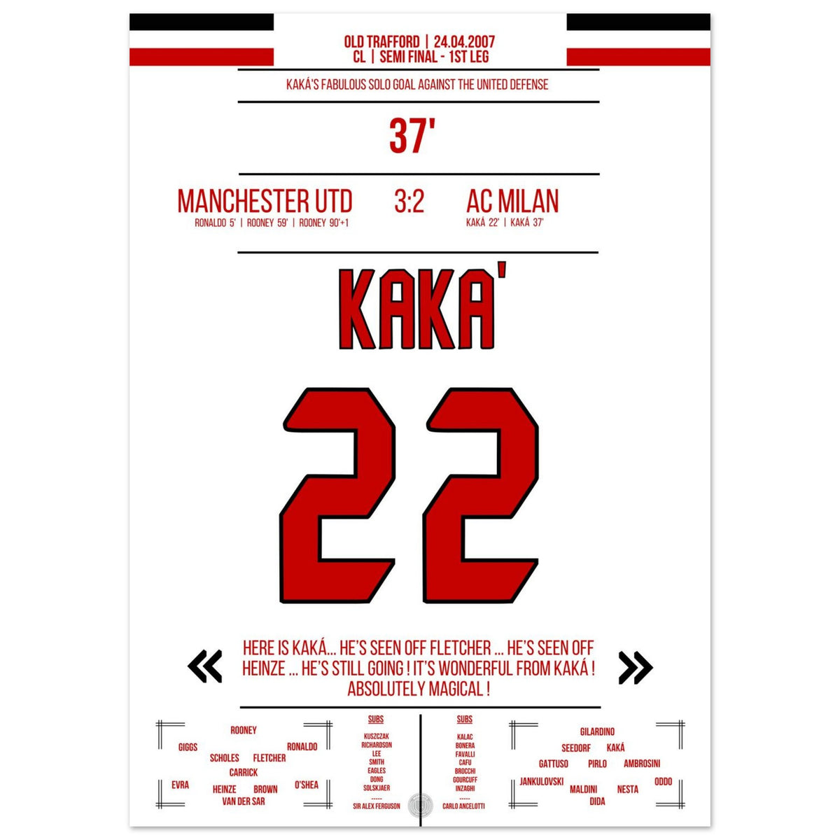 La course solo magique de Kaka à Old Trafford en 2007