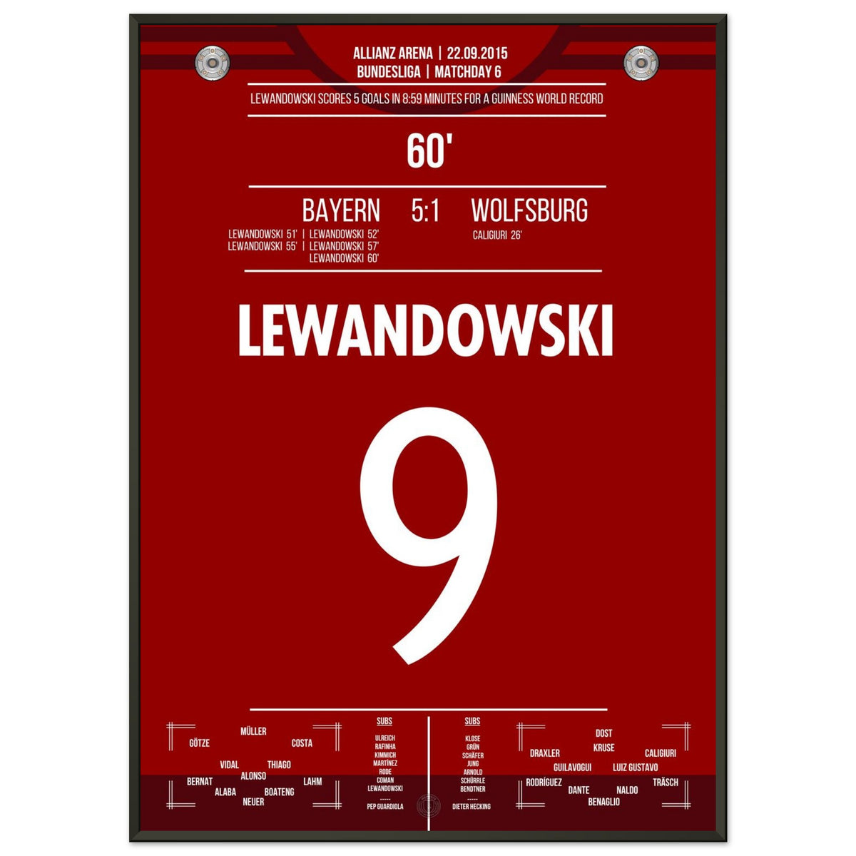 5 buts record du monde de Lewandowski 2015 <tc>Bayern</tc> - Wolfsburg