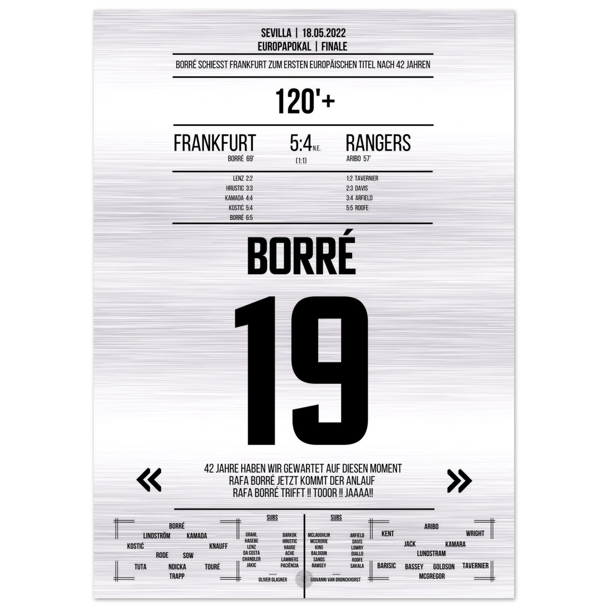 (Impression métallique) Borré, vainqueur du match à la Coupe d'Europe Triumph 2022