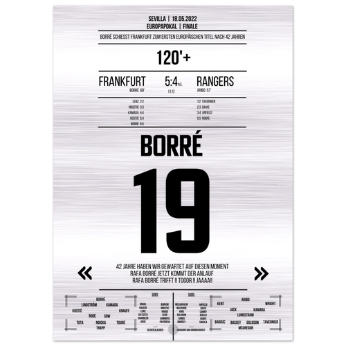 (Metal Print) Matchwinner Borré at the 2022 European Cup Triumph