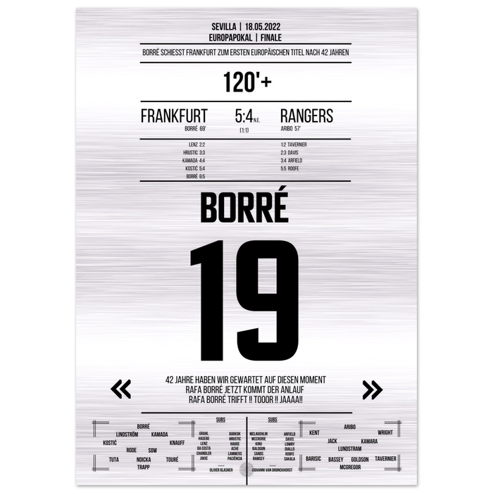 (Impression métallique) Borré, vainqueur du match à la Coupe d'Europe Triumph 2022