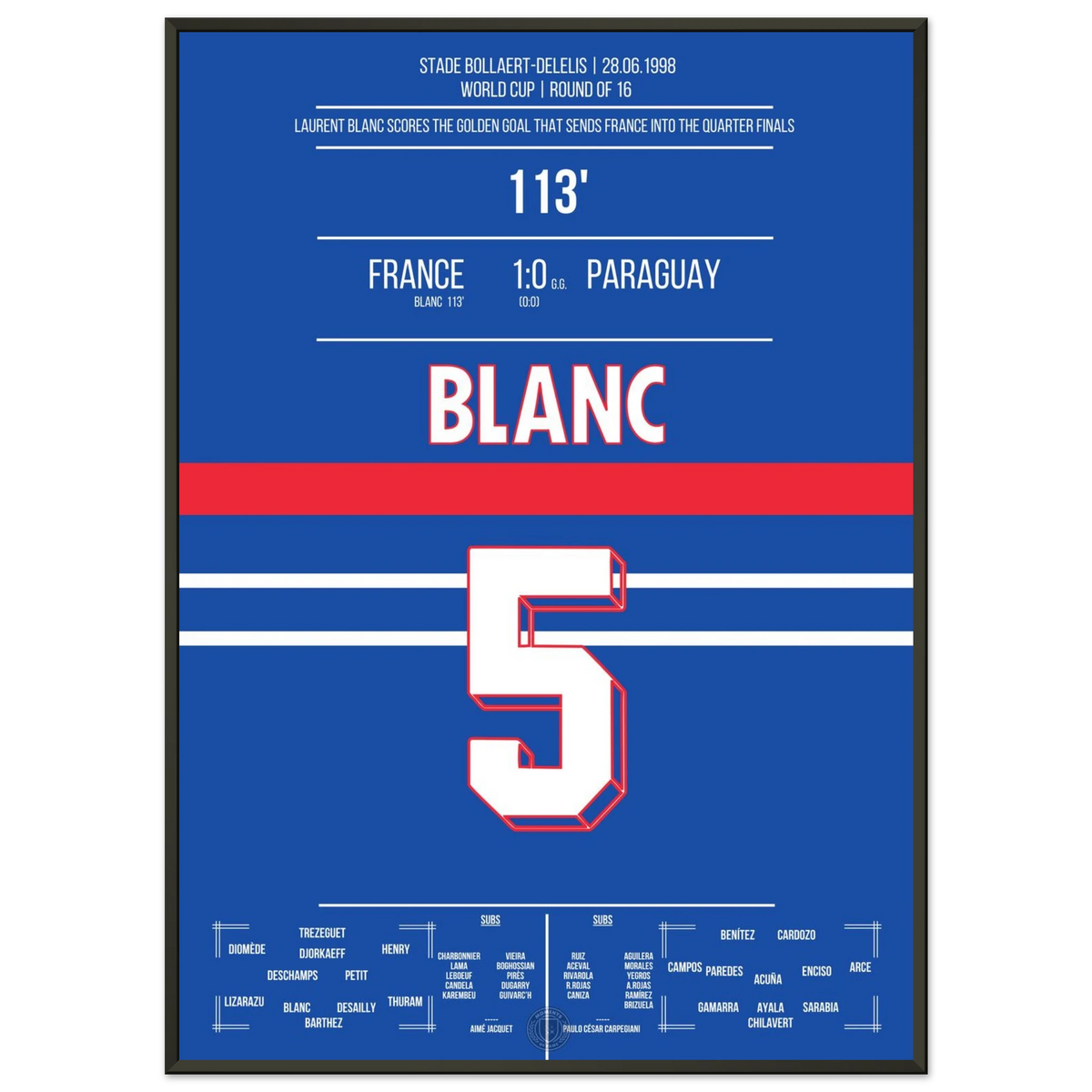 Blanc propulse la France en huitièmes de finale de la Coupe du monde 1998 avec un but en or