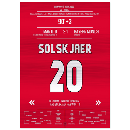 (Metal Print) Solskjaer marque lors du retour le plus mémorable de l'histoire lors de la finale de 1999 contre le Bayern