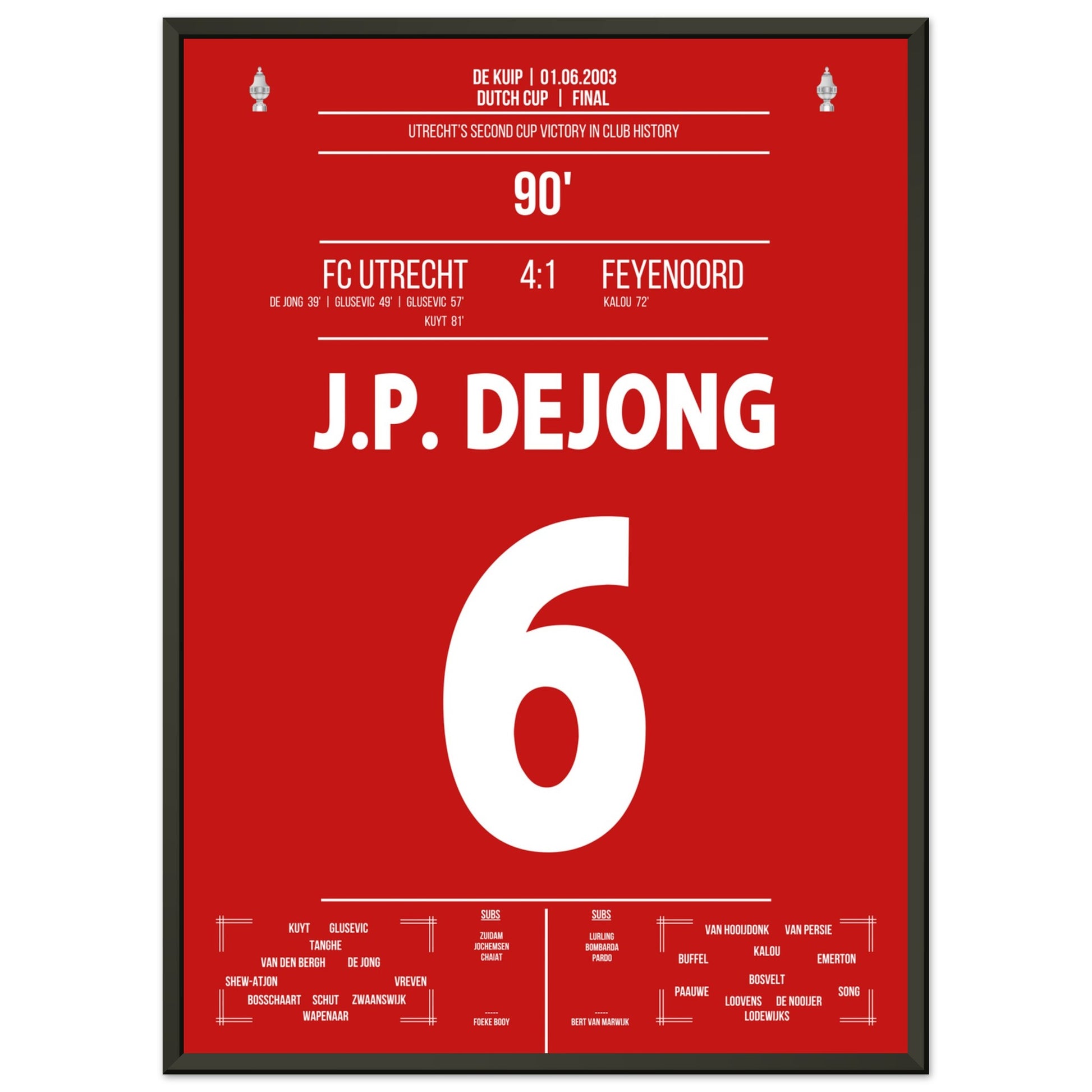 Utrecht gewinnt den zweiten Pokal der Vereinsgeschichte in 2003 50x70-cm-20x28-Schwarzer-Aluminiumrahmen