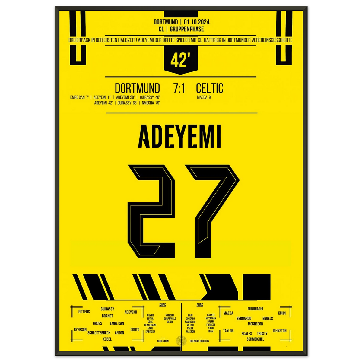 Adeyemi a réussi un triplé contre le Celtic