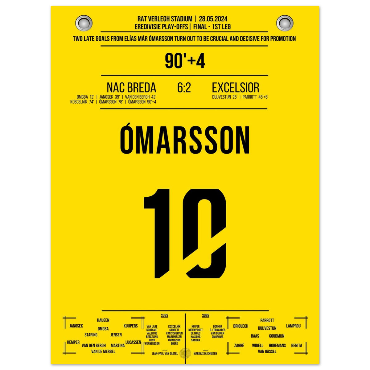 Ómarsson's later double pack for NAC Breda on the way to promotion to the 1st league.