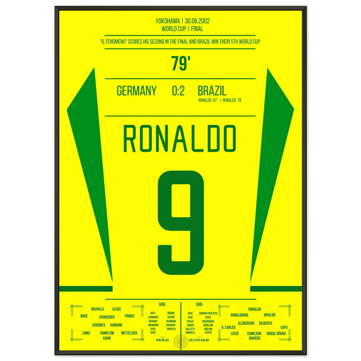 Ronaldo Il Fenomeno Doppelpack für Brasilien WM Finale 2002 gegen Deutschland
