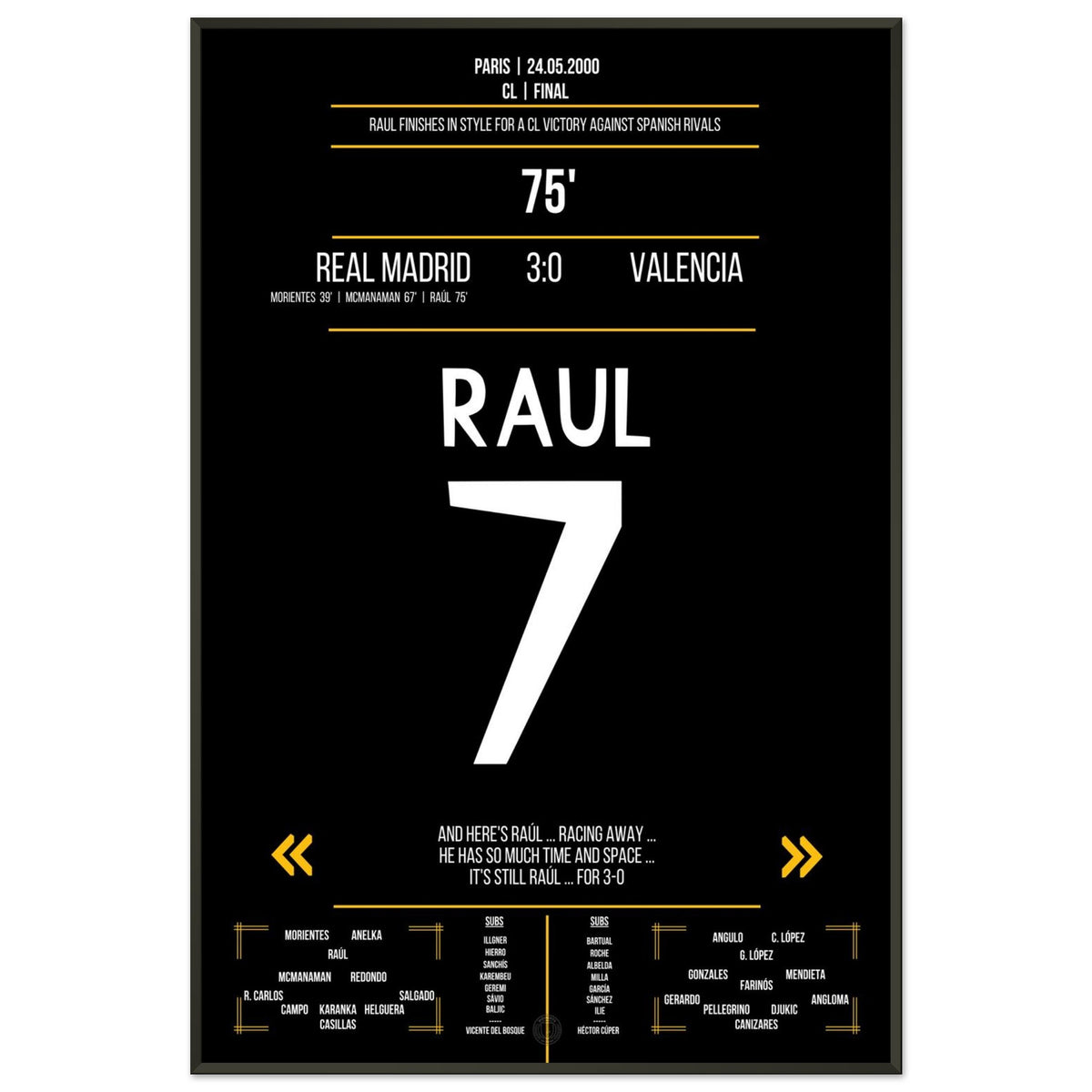 Raul's third goal in the Spanish final 2000