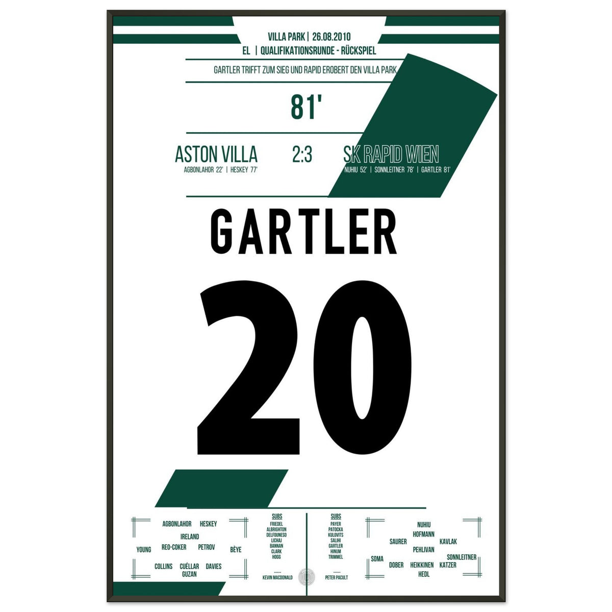 Gartler propulse Rapid vers une victoire à l'extérieur à Aston Villa