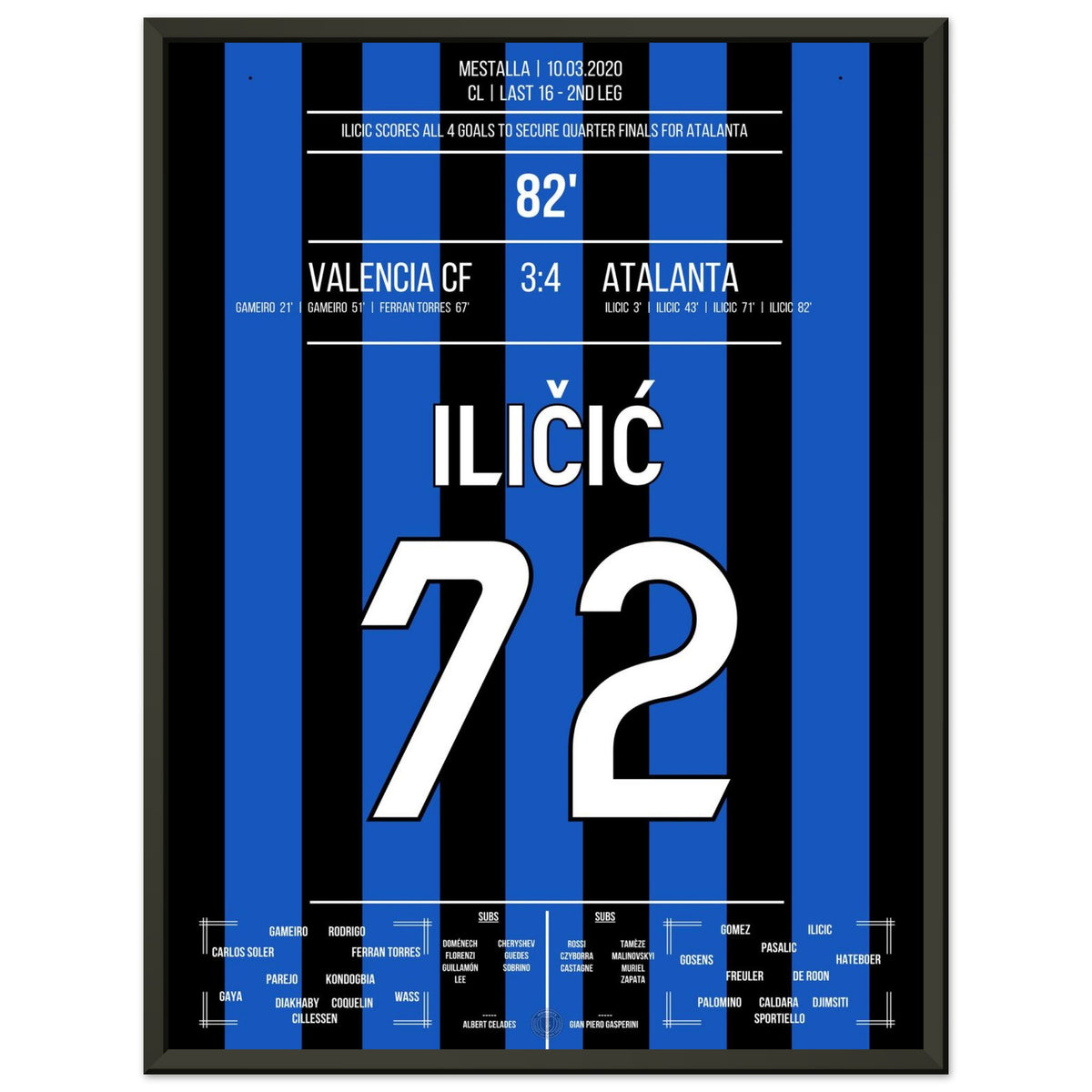Ilicic (4 buts) propulse l'Atalanta en quarts de finale 2020