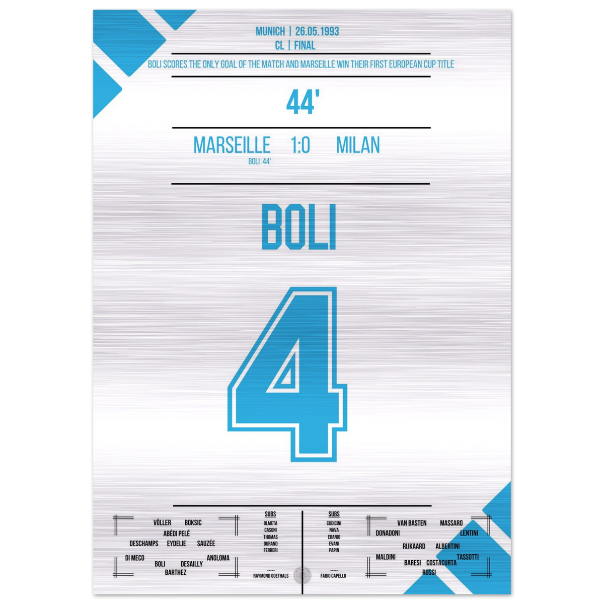 (Metal Print) Bolis Kopfballtor entscheidet das erste CL Finale 1993