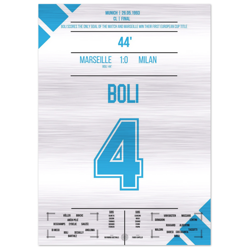 (Metal Print) Boli's header goal decides the first CL final in 1993
